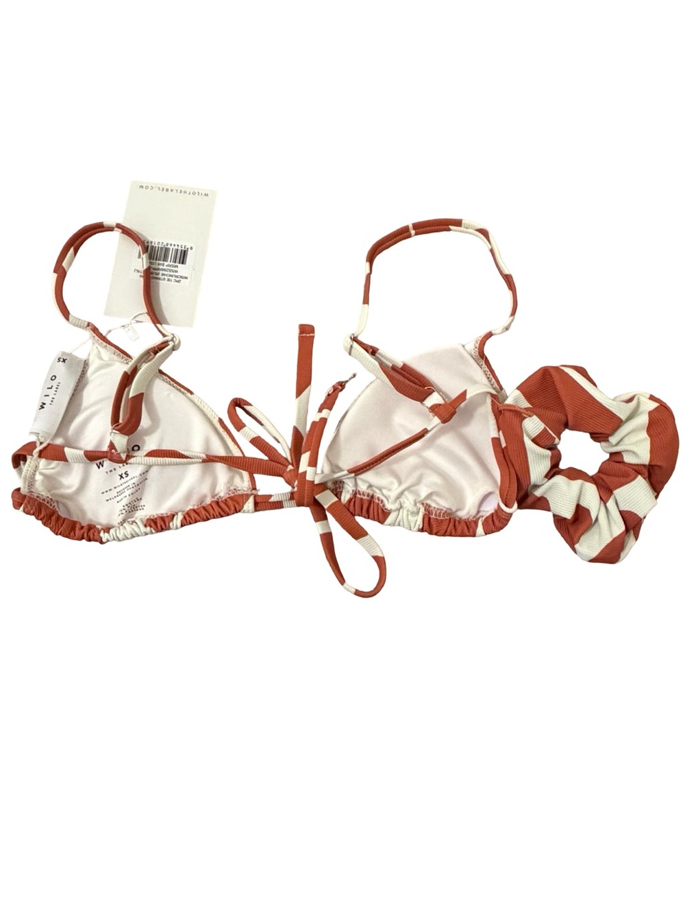 Wilo The Label Rust Petal Abstract Bikini Set w/ Scrunchie XS NWT - Picture 4 of 7